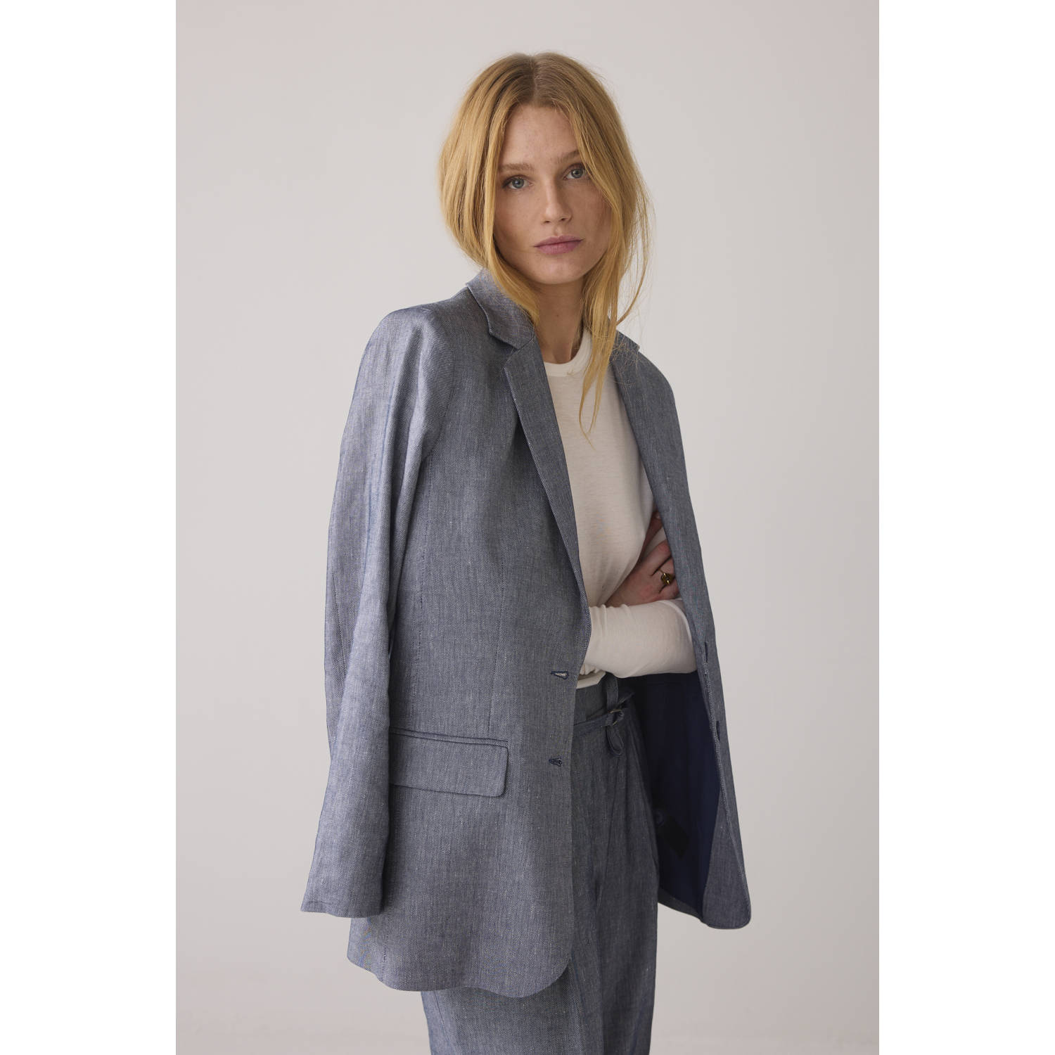 Summum regular blazer grijsblauw
