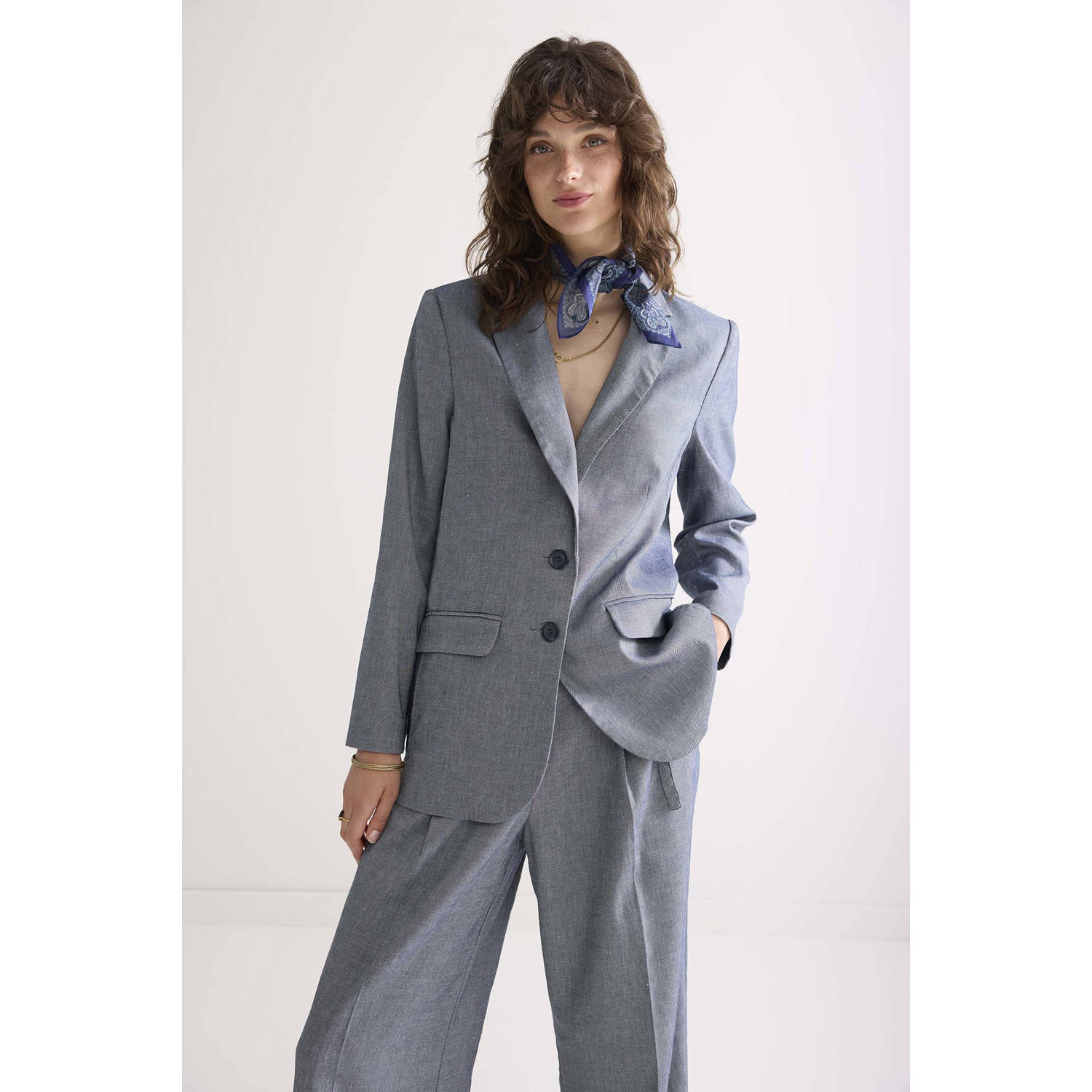 Summum regular blazer grijsblauw