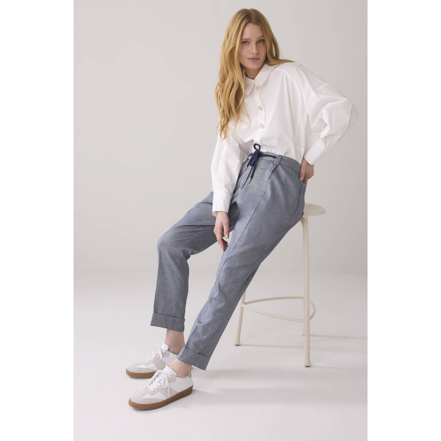 Summum regular waist pantalon grijsblauw