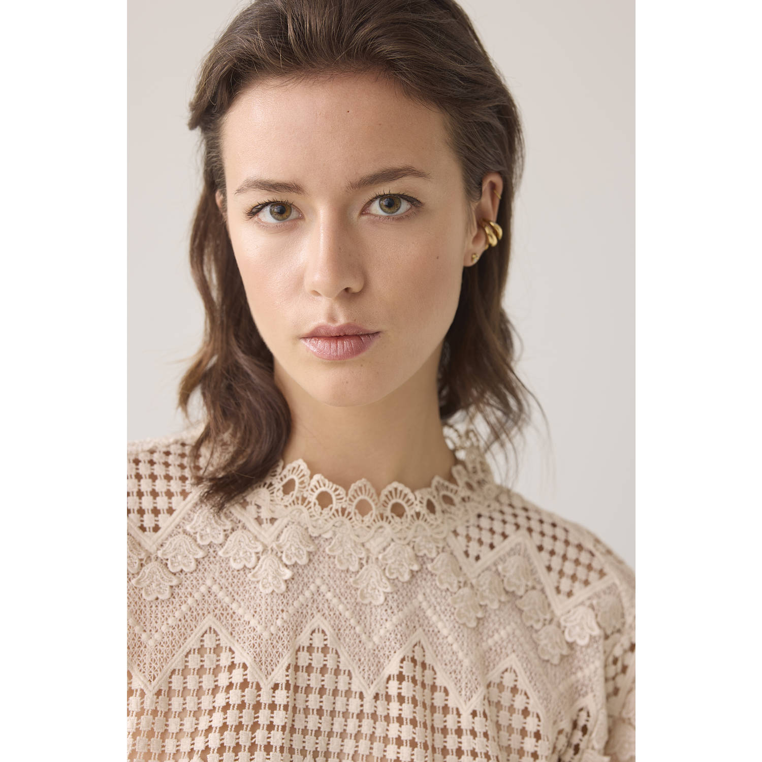 Summum blousetop beige broderie