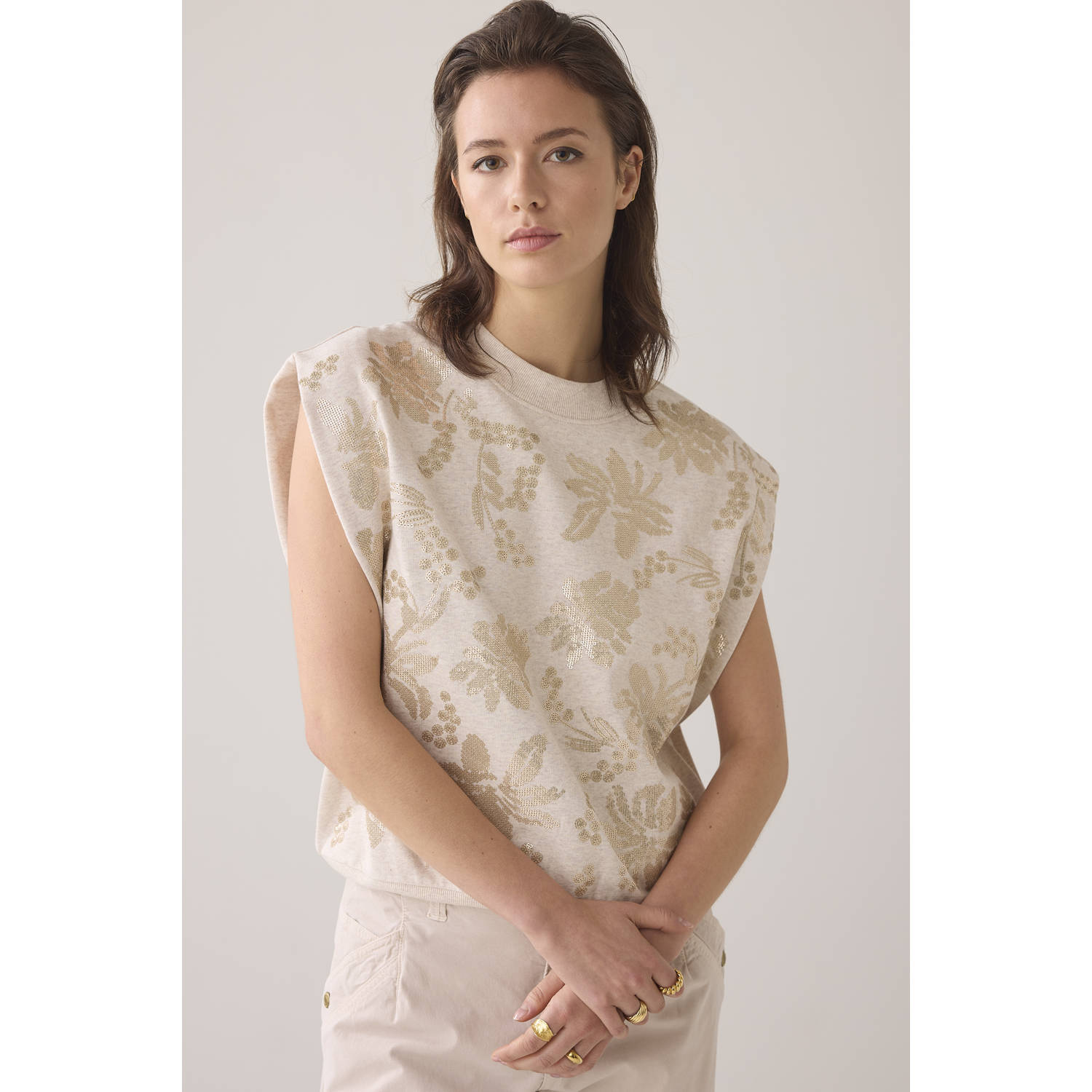 Summum sweater beige met pailletten