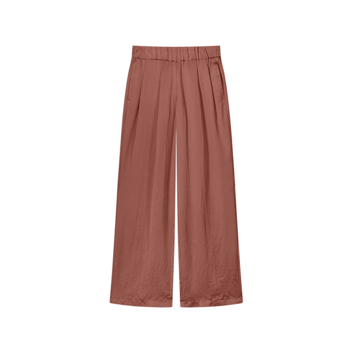 Summum wide leg regular waist casual broek roodbruin