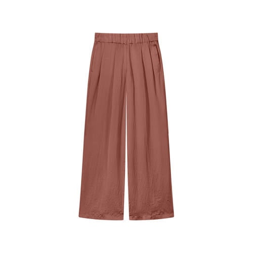 Summum wide leg regular waist casual broek roodbruin afbeelding