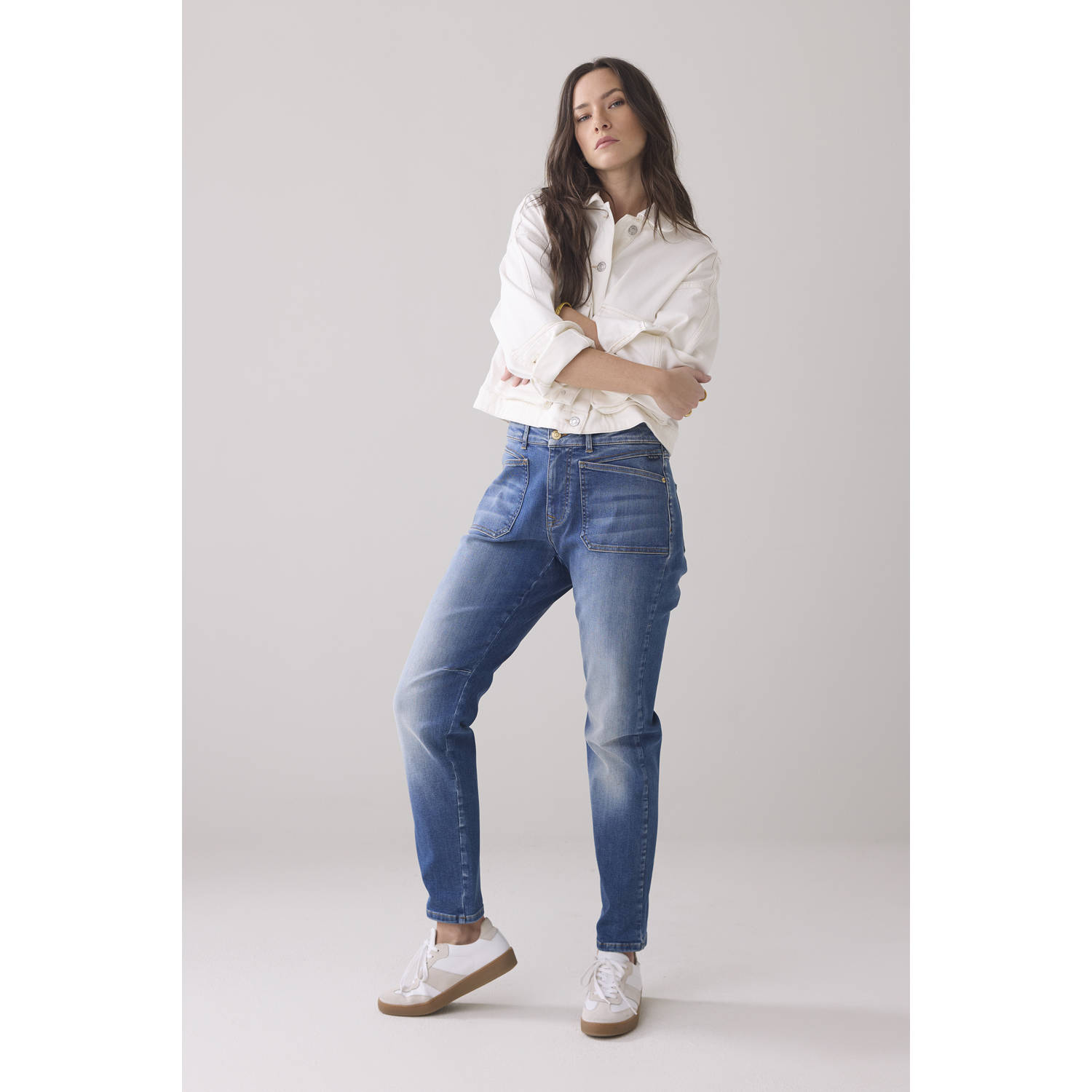 Summum Woman Zachte Tapered Jeans in Lichtblauw Blue Dames