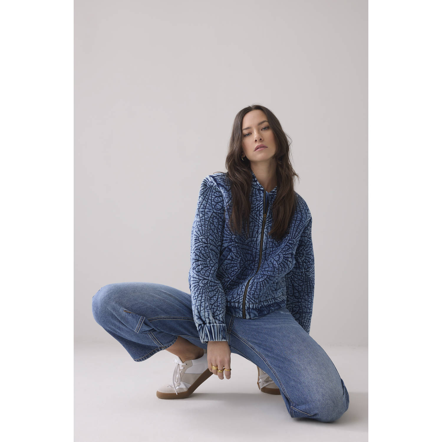 Summum jasje broderie medium blue denim
