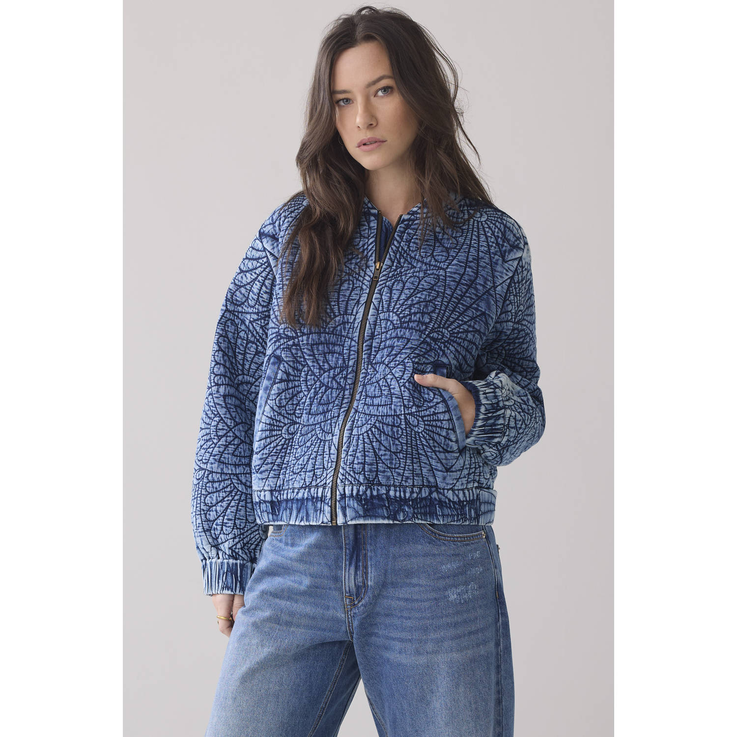 Summum jasje broderie medium blue denim