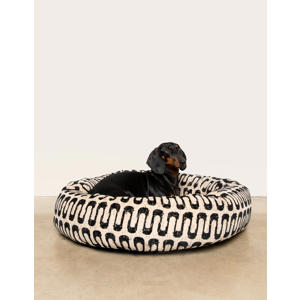 hondenmand  RETRO-WAVE-ROUND-BED-BEIGE/BLACK-M