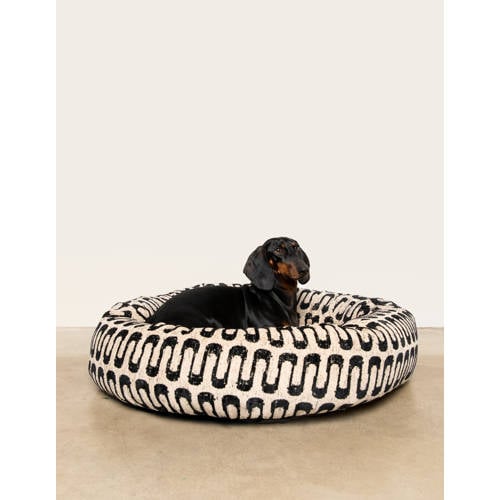 Wehkamp Dogguo hondenmand RETRO-WAVE-ROUND-BED-BEIGE/BLACK-M aanbieding
