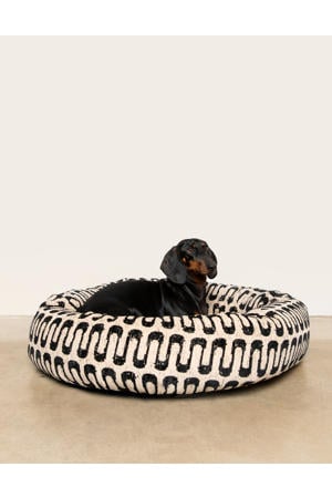 hondenmand RETRO-WAVE-ROUND-BED-BEIGE/BLACK-S