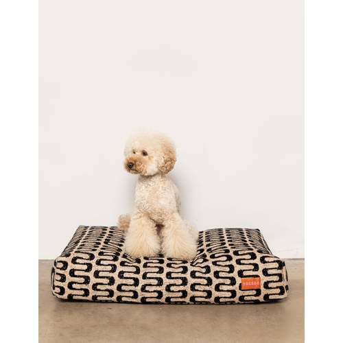 Dogguo hondenkussen RETRO-WAVE-BED-BEIGE/BLACK-L afbeelding