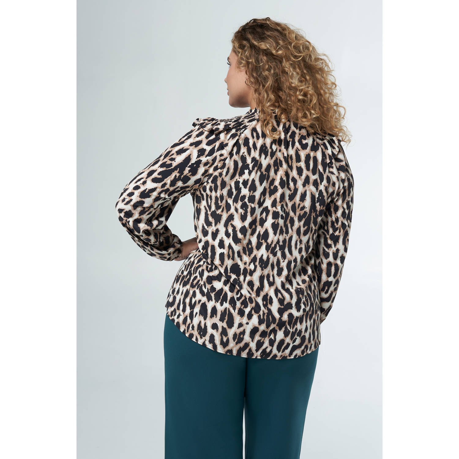 MS Mode top met panterprint bruin zwart