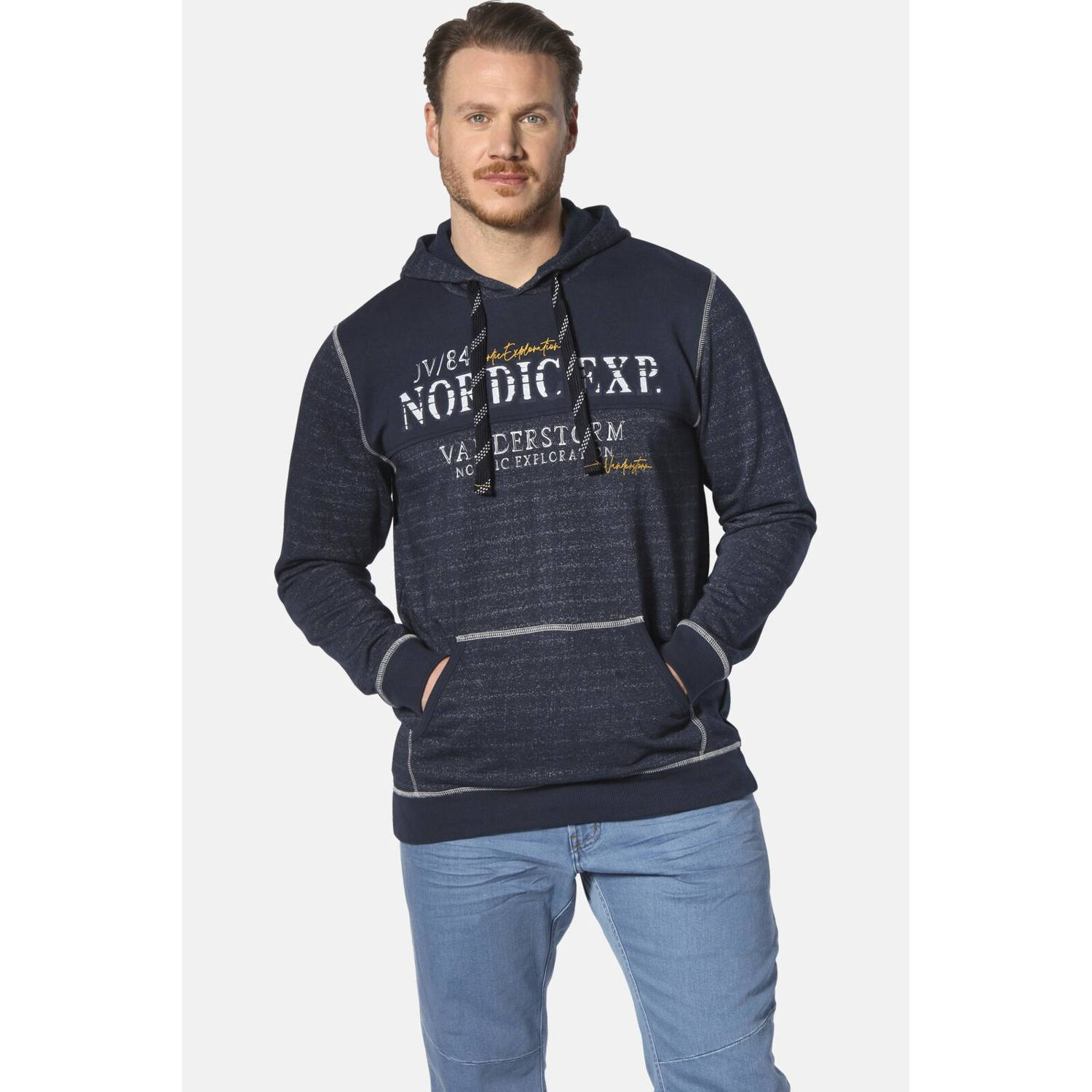 Jan Vanderstorm +FIT Collectie hoodie BJOMOLF donkerblauw