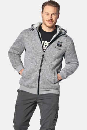 +FIT Collectie gebreid vest NORVID Plus Size met printopdruk grijs