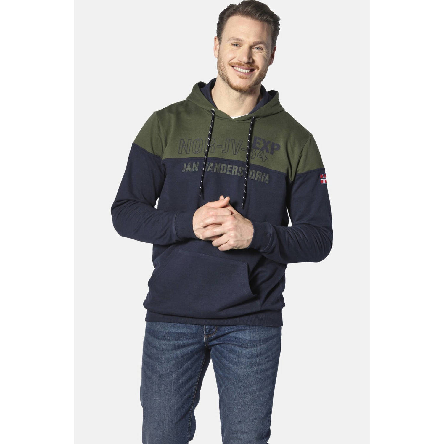 Jan Vanderstorm +FIT Collectie hoodie JERRES Plus Size donkerblauw