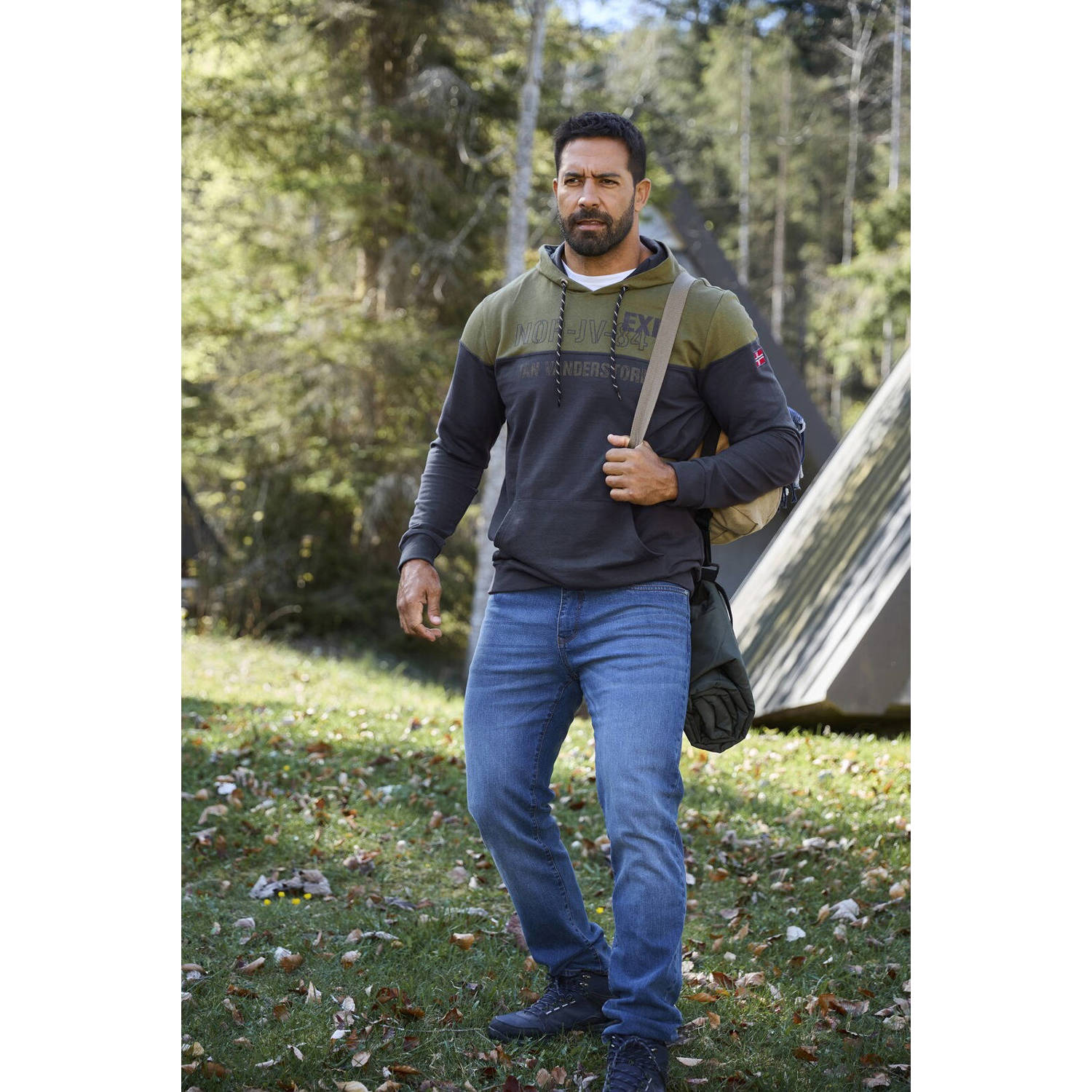 Jan Vanderstorm +FIT Collectie hoodie JERRES Plus Size donkerblauw