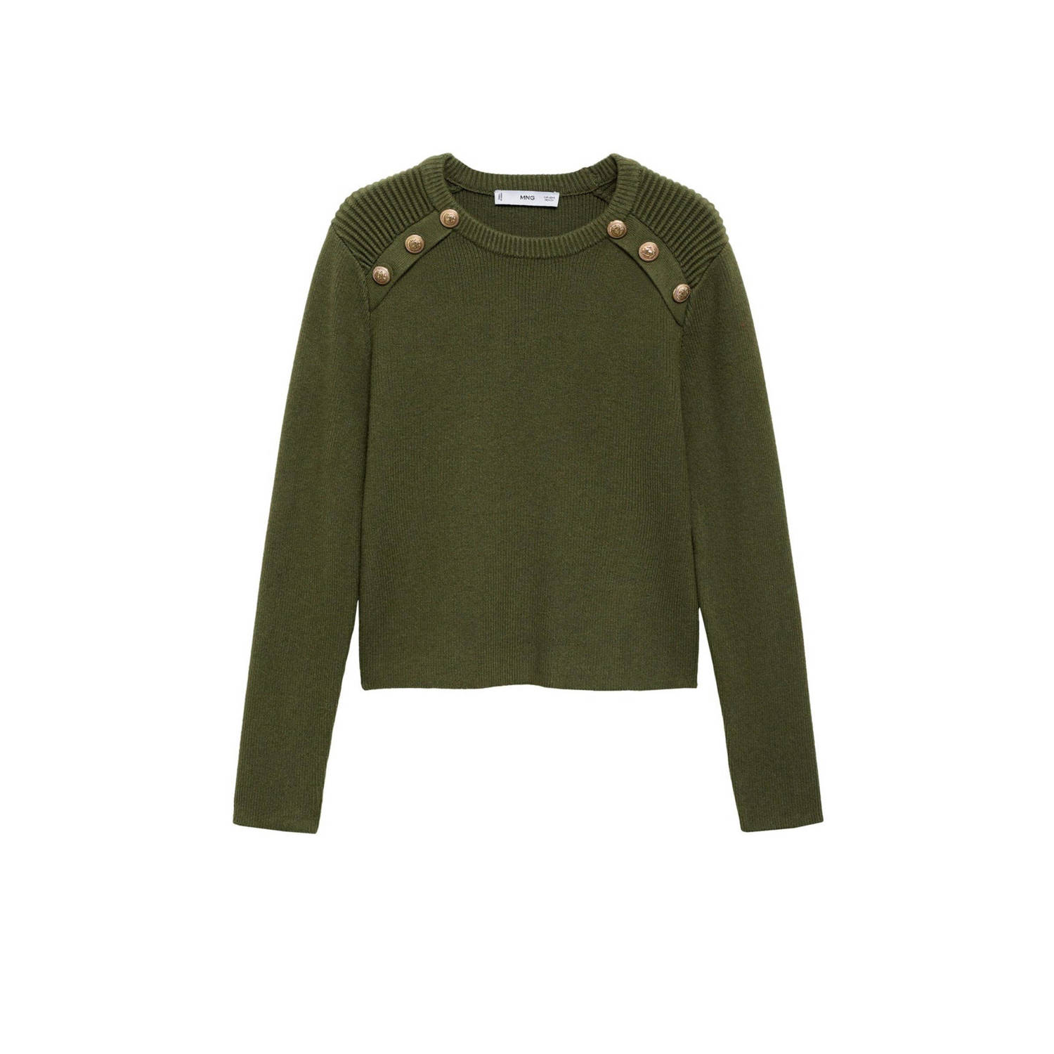 Mango pullover kaki fijn gebreid