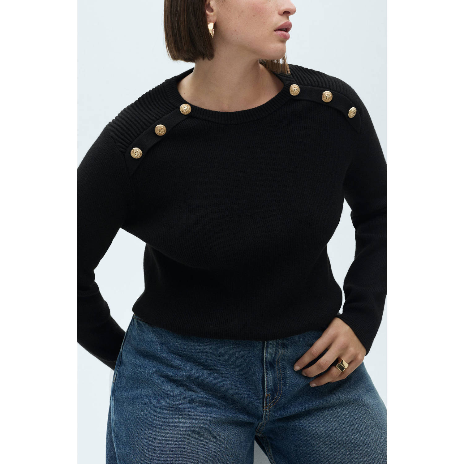 Mango pullover zwart fijn gebreid