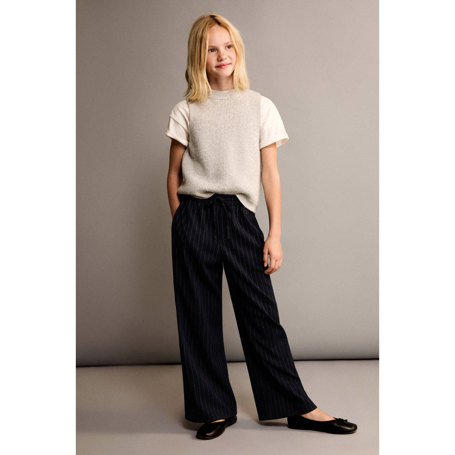 Mango Kids wide leg casual broek marine