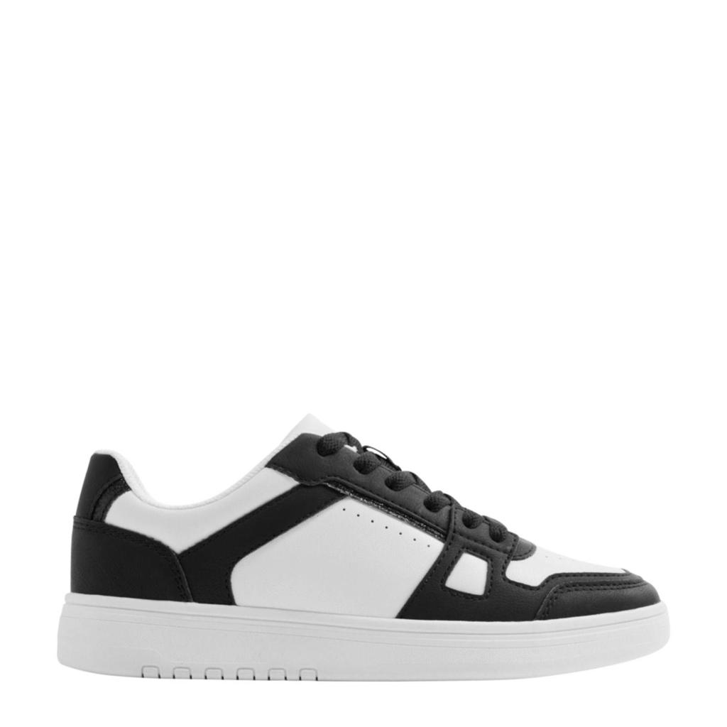 Wit en zwarte dames Graceland sneakers van imitatieleer met veters