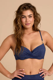 thumbnail: BEACHWAVE voorgevormde beugel bikinitop met lurex donkerblauw