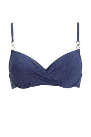 thumbnail: BEACHWAVE voorgevormde beugel bikinitop met lurex donkerblauw