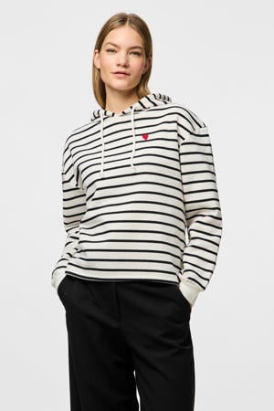 hoodie PCCHILLI wit/donkerblauw