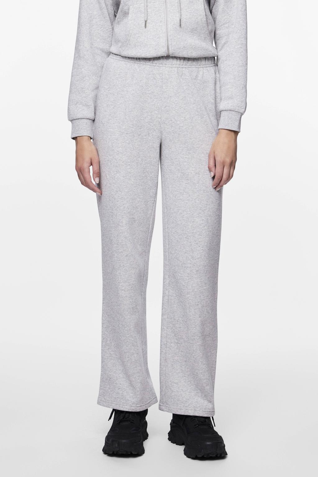 PIECES high waist wide leg sweatpants PCCHILLI lichtgrijs