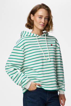 hoodie PCCHILLI wit/groen