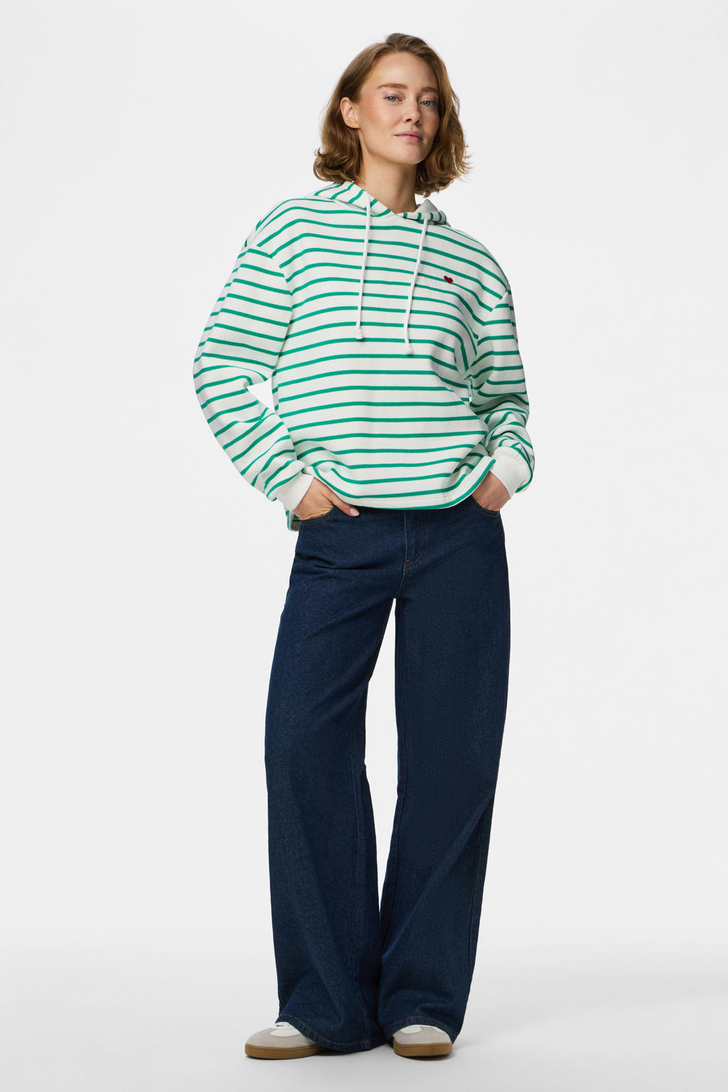 PIECES hoodie PCCHILLI wit/groen