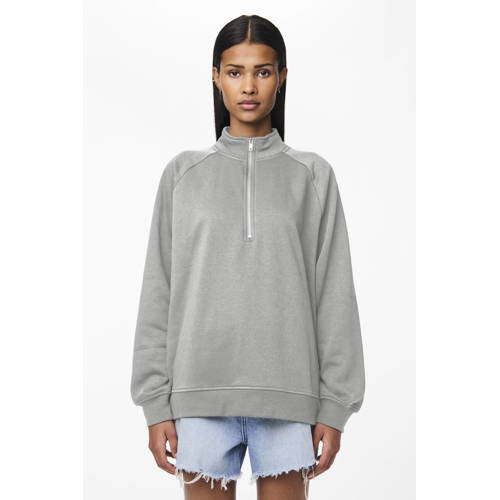 PIECES sweater PCCHILLI met rits grijs afbeelding