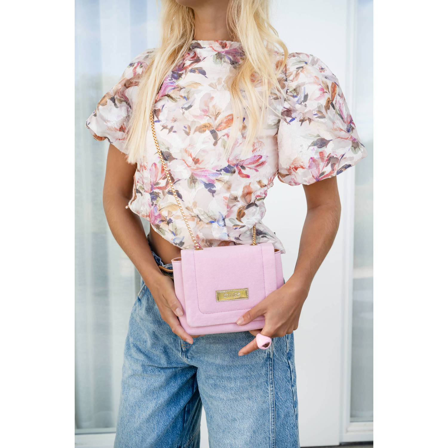 DWRS denim crossbody tas Spezia roze