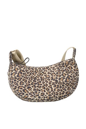 leren crossbody tas Natal met panterprint bruin