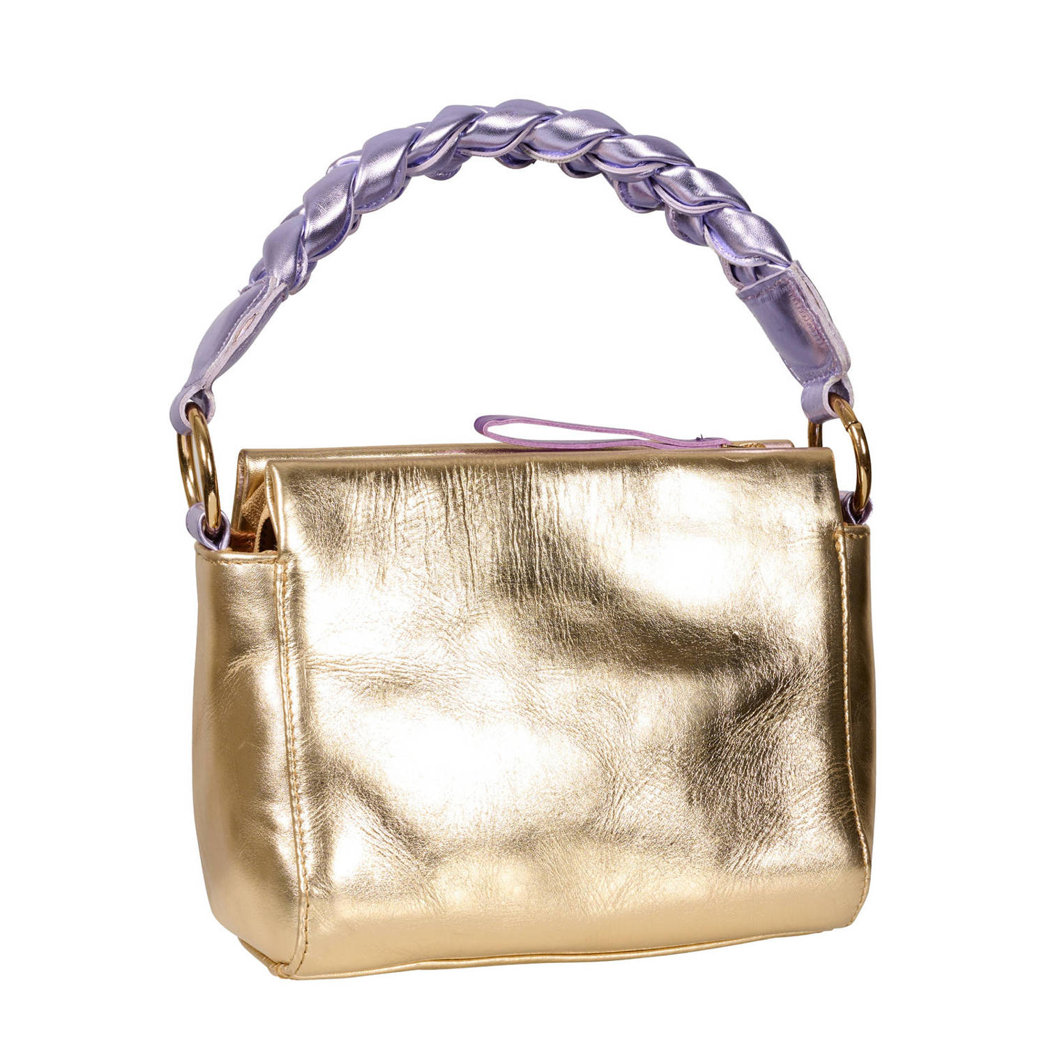 DWRS leren crossbody tas Molise goudkleurig paars