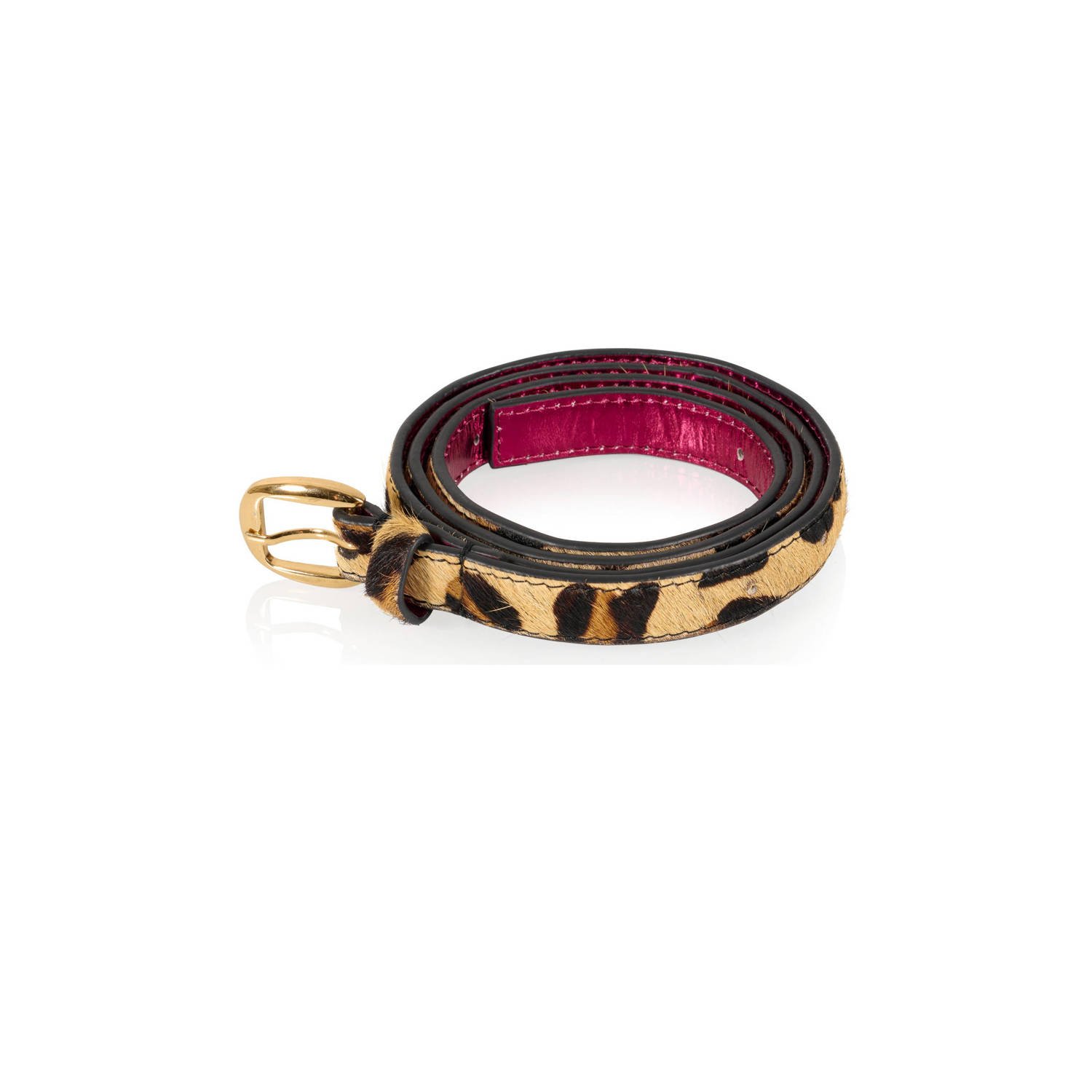 DWRS leren riem Fiji met panterprint bruin