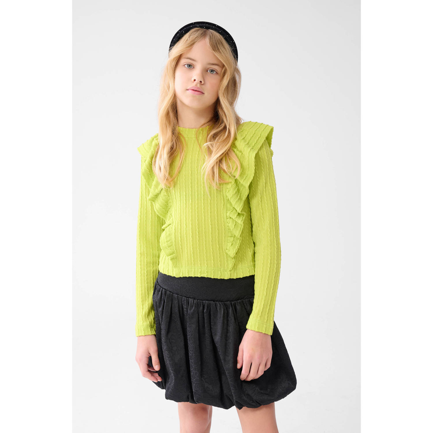 Shoeby longsleeve met ruches limegroen