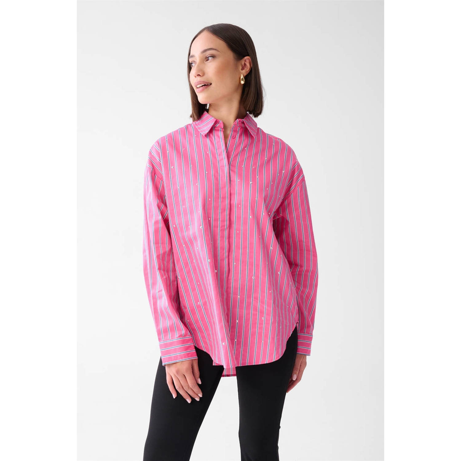 Shoeby gestreepte blouse roze