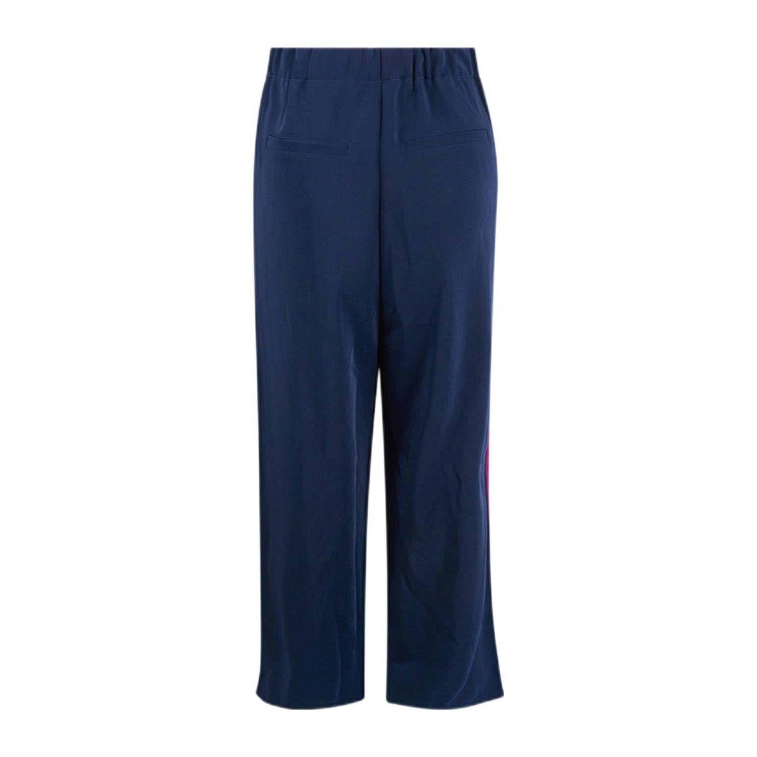 Shoeby high waist loose fit broek donkerblauw roze