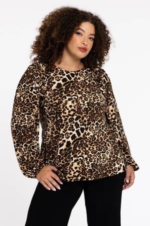 top met panterprint bruin/zwart