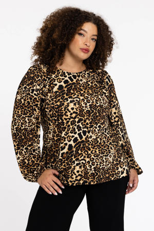 top met panterprint bruin/zwart