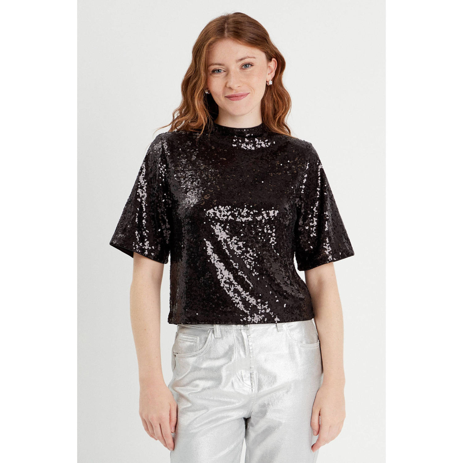 Cache glitter top zwart