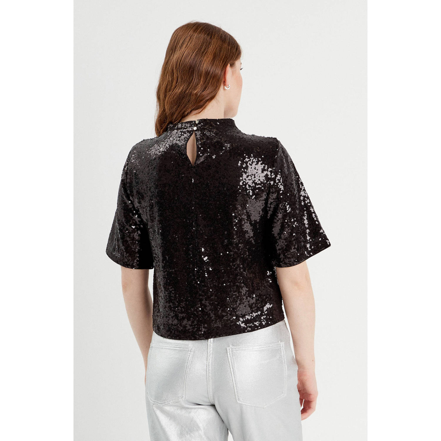 Cache glitter top zwart