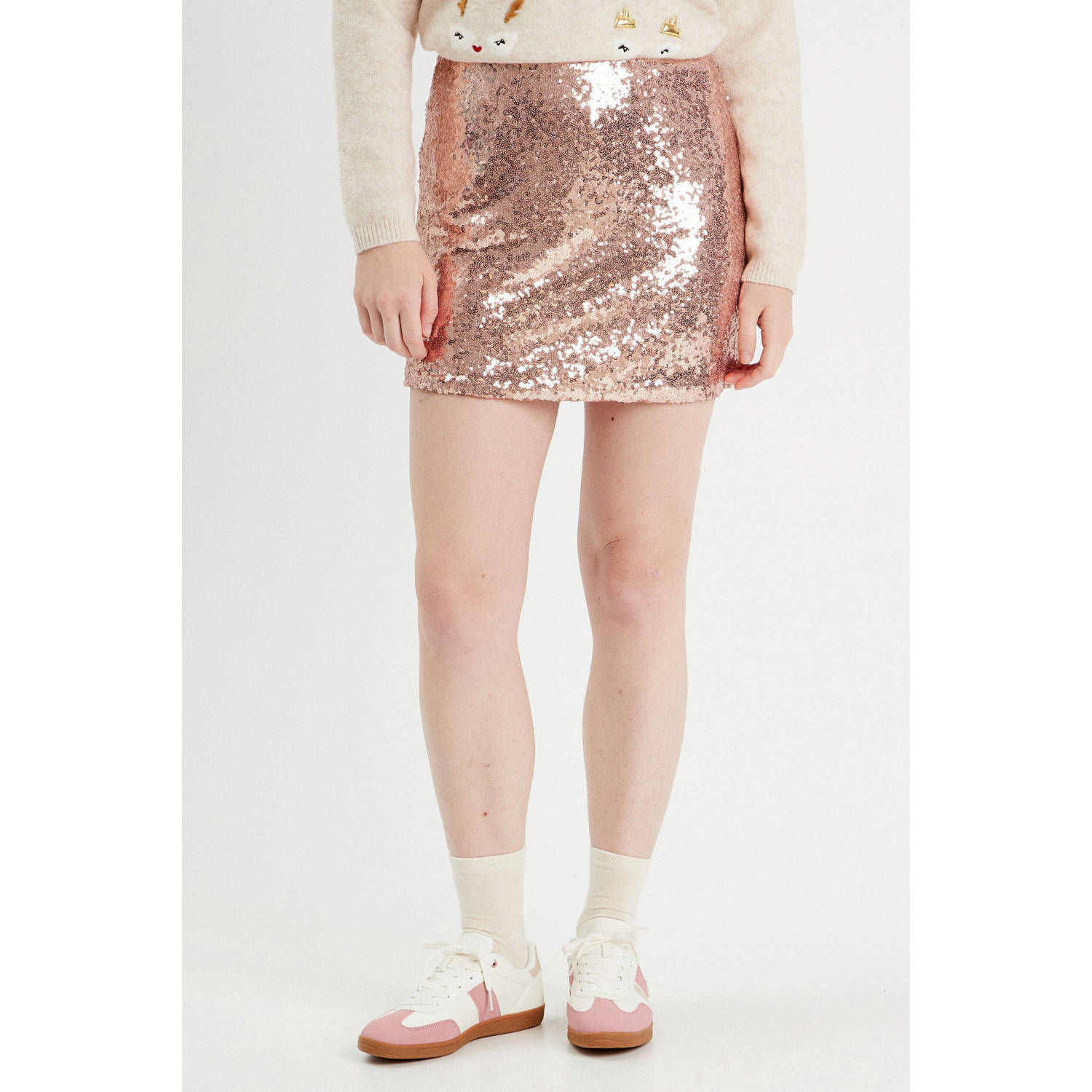 Cache mini rok met pailletten lichtroze