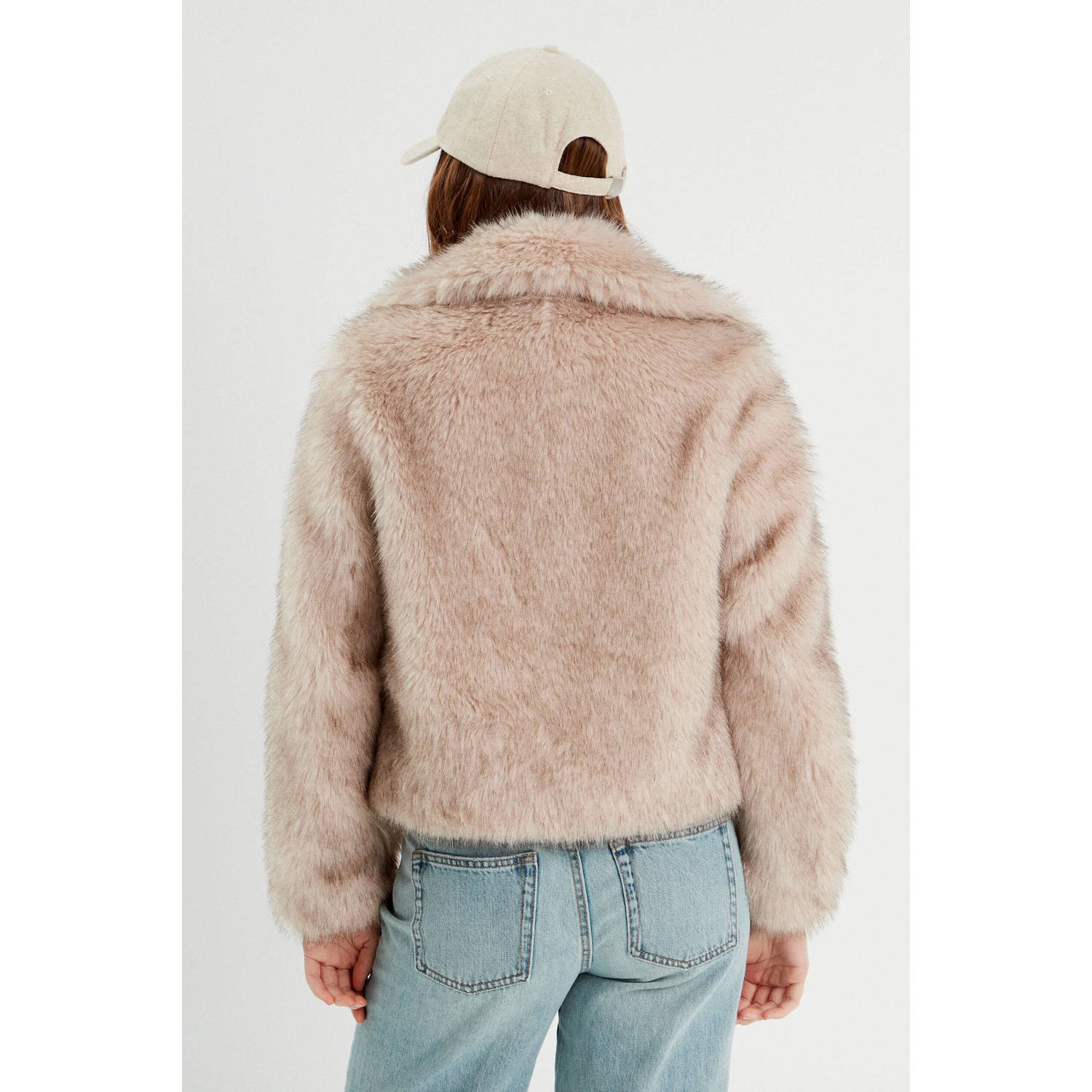 Cache imitatie bont jas beige