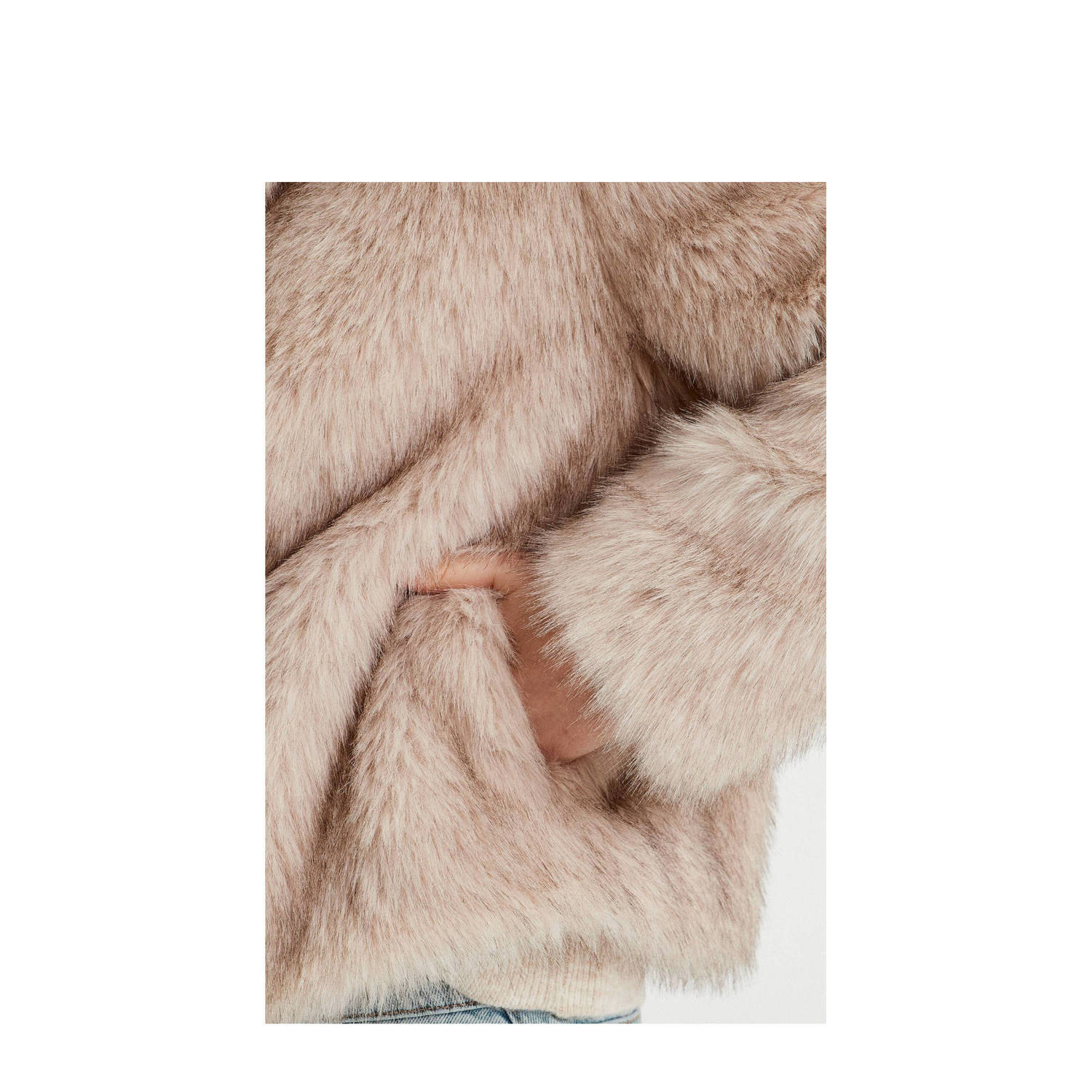 Cache imitatie bont jas beige