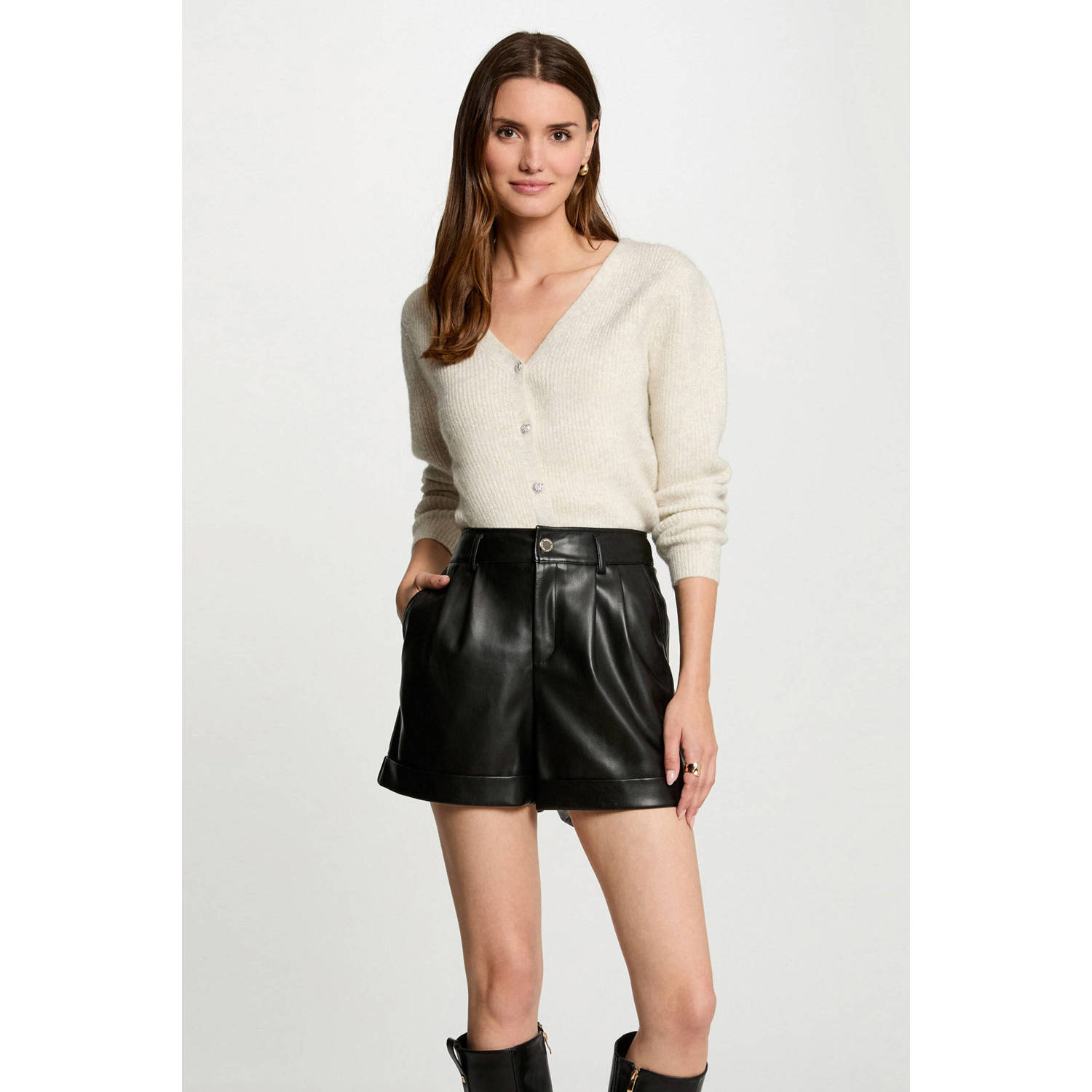 Morgan ribgebreid vest ecru