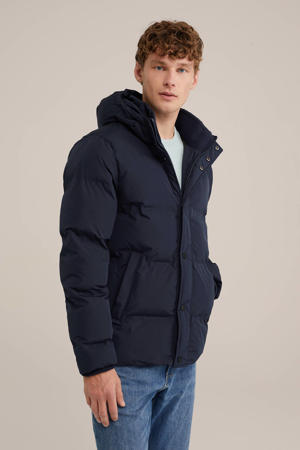 gewatteerde winterjas donkerblauw