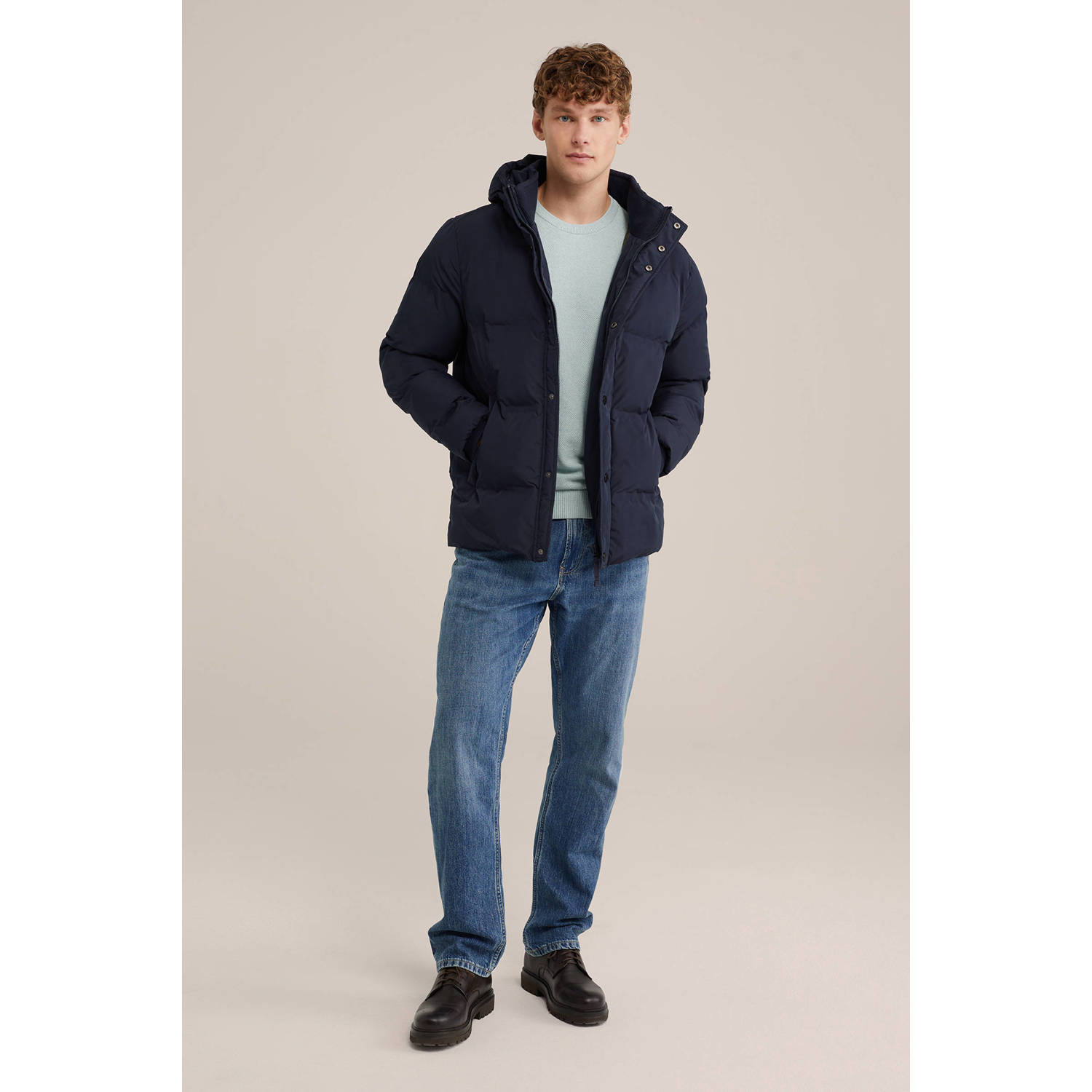 WE Fashion gewatteerde winterjas donkerblauw
