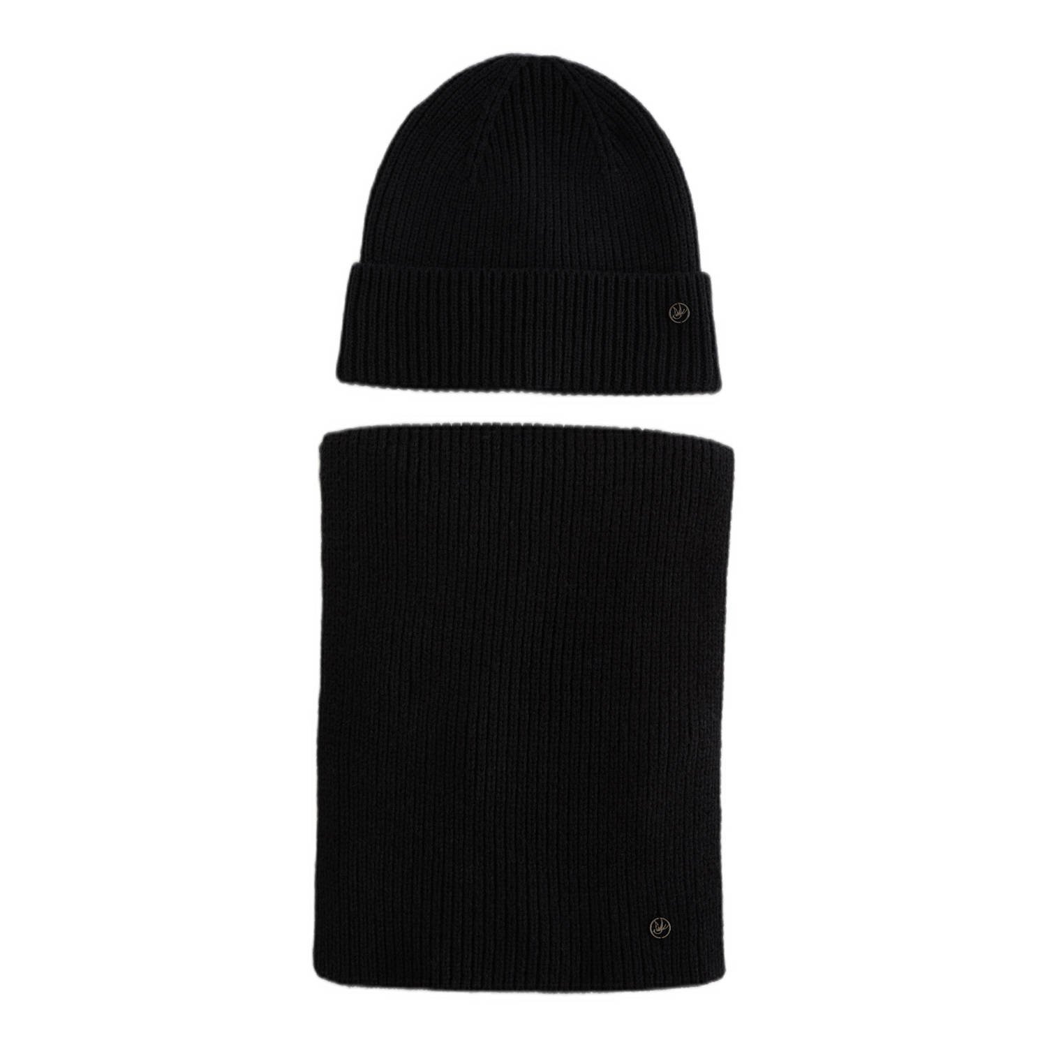 WE Fashion muts + sjaal zwart