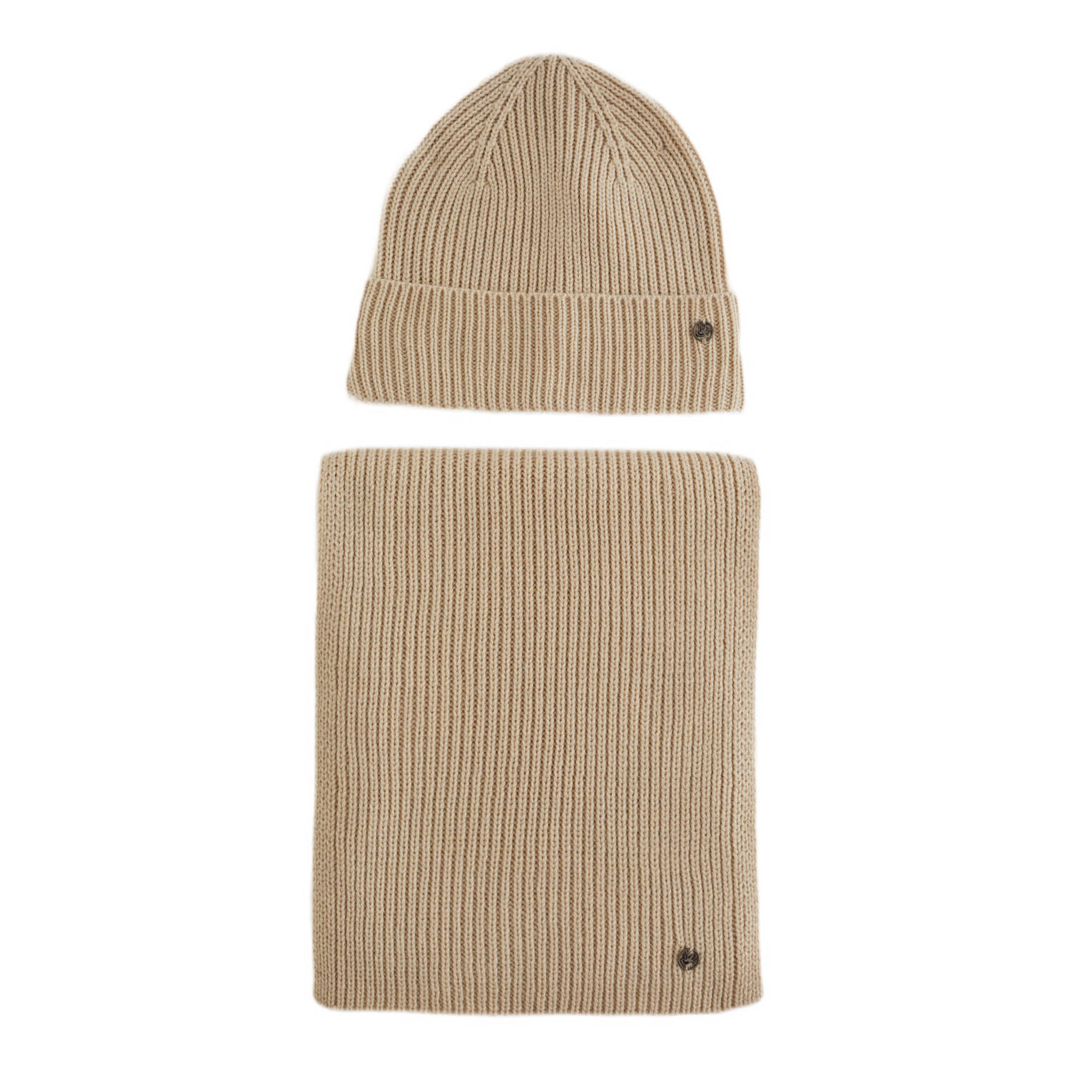 WE Fashion muts + sjaal beige