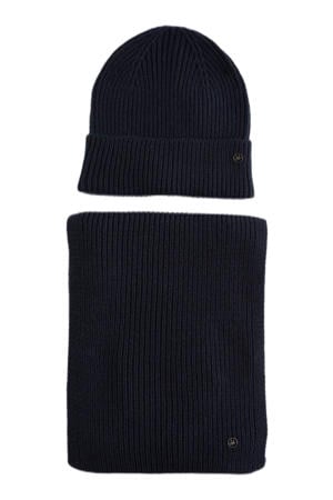 muts + sjaal donkerblauw